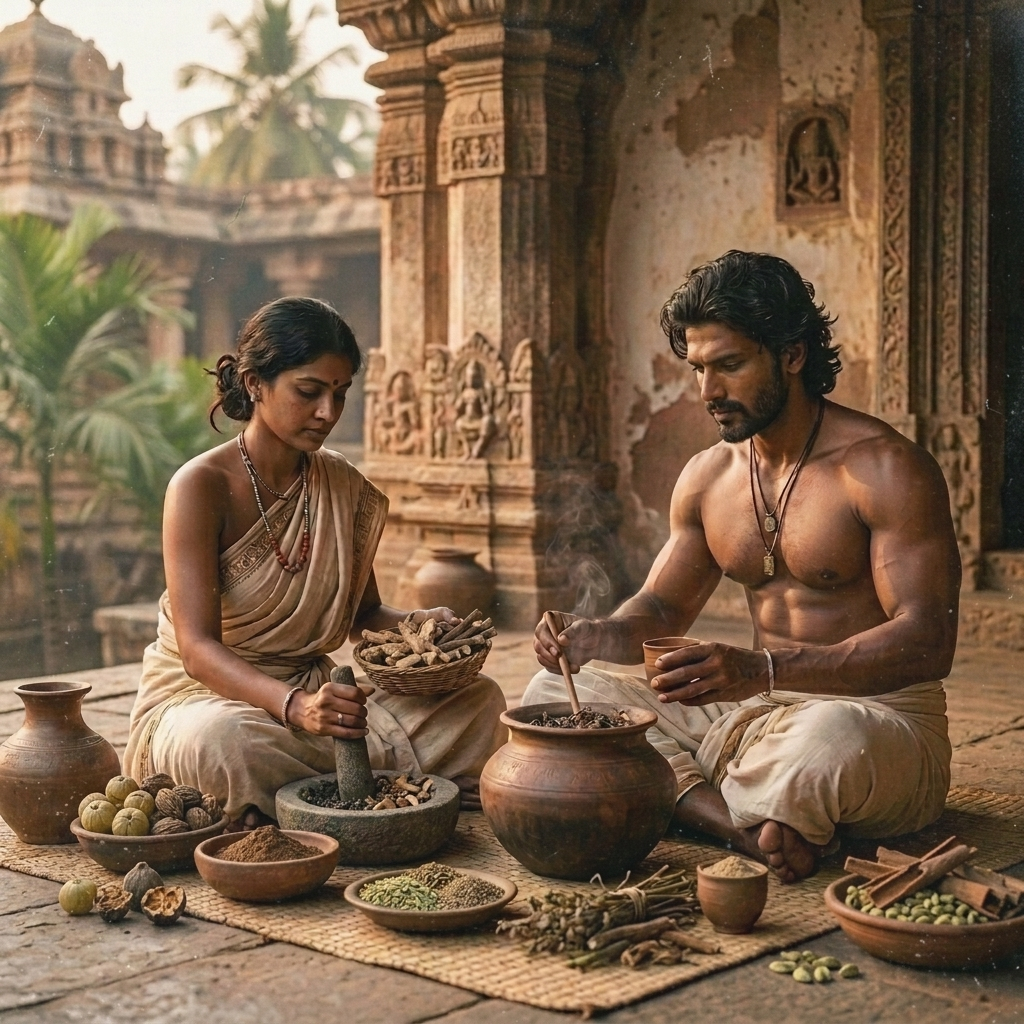 Herbs prepared by hand in the Tamil tradition